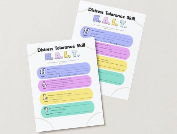 🧠H.A.L.T. Distress Tolerance Worksheet - Mental Health Self-Care Tool |  Therapy Worksheets